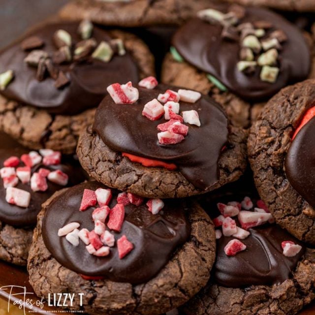a pile of chocolate cookies sitting on a plate