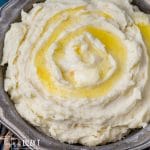 closeup of creamy mashed potatoes in a bowl