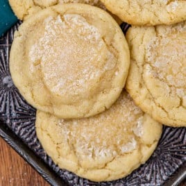 a pan of sugar cookies with buttermilk on top