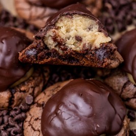 cookie dough cookies with one cut in half