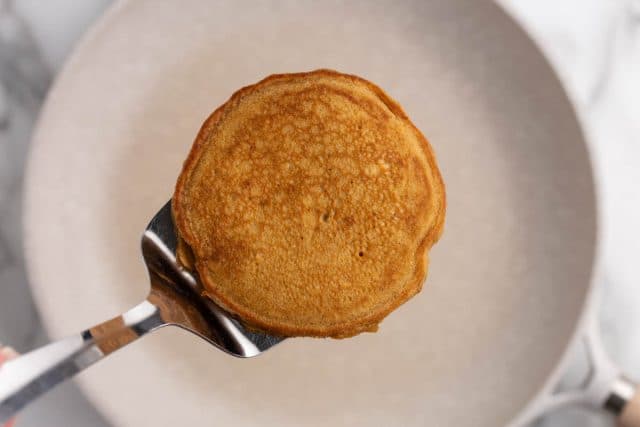 a pancake on a spatula