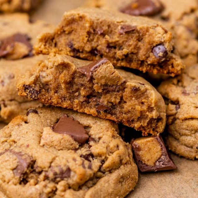 a reese's cookie cut in half