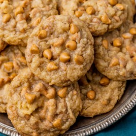 closeup of a pile of butterscotch cookies