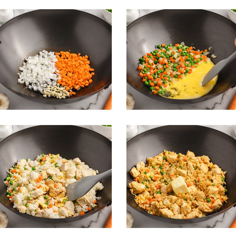 collage on how to make fried rice