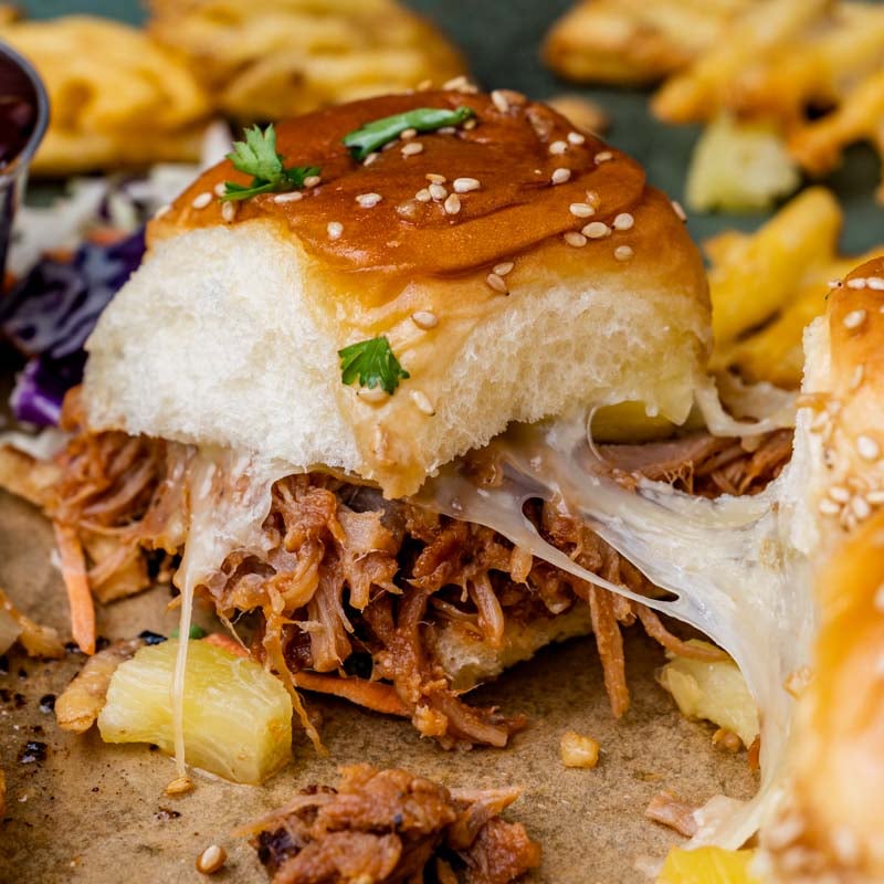 pulled pork slider with melted cheese