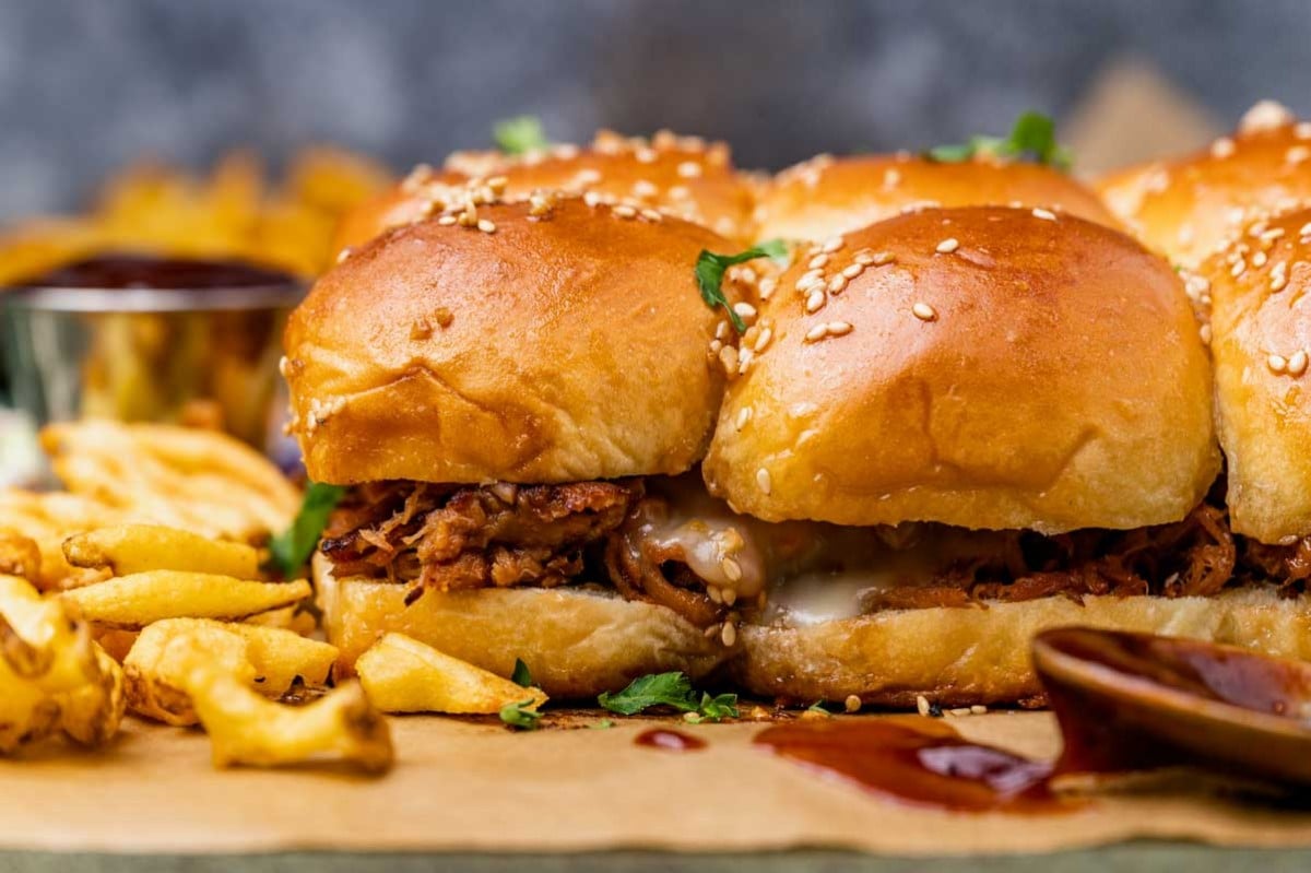 Sticky Pulled Pork Sliders - Dished by Kate