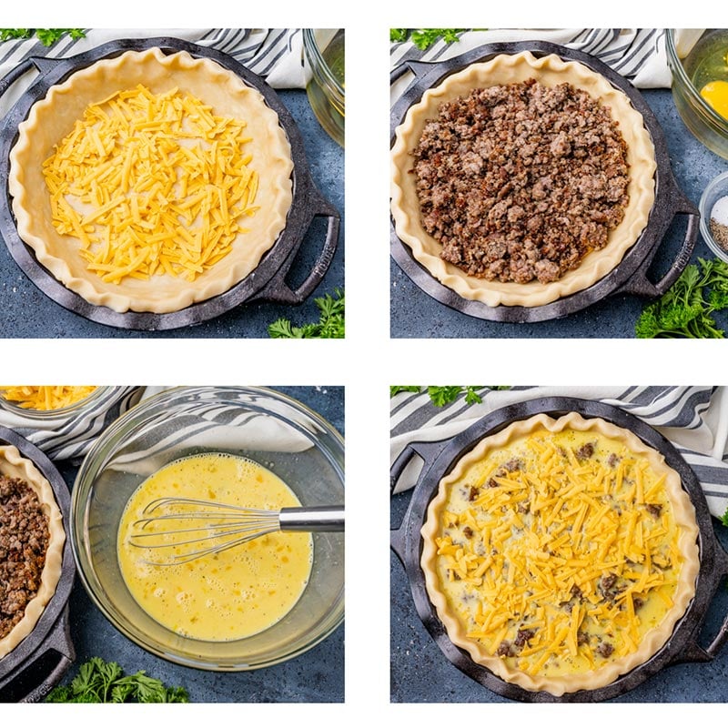 collage of how to make breakfast pie