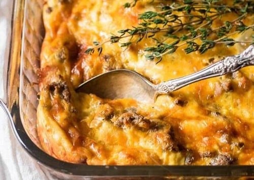casserole with a spoon