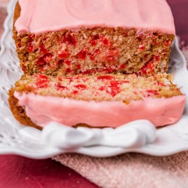 closeup of the inside of cherry bread