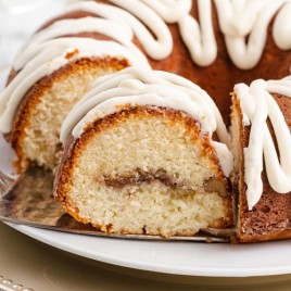 coffee bundt cake with cinnamon swirl