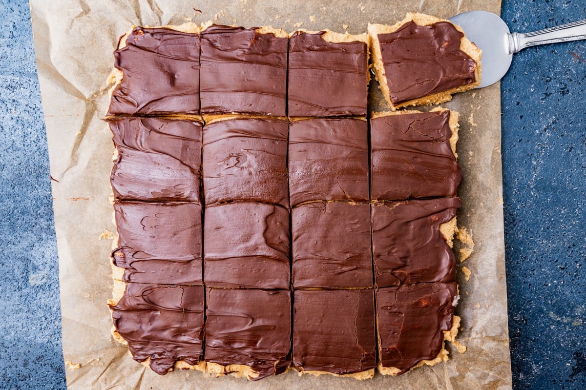 overhead view of peanut butter squares