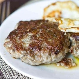 sausage and eggs on a plate