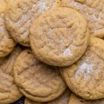 a pile of peanut butter cookies topped with sugar