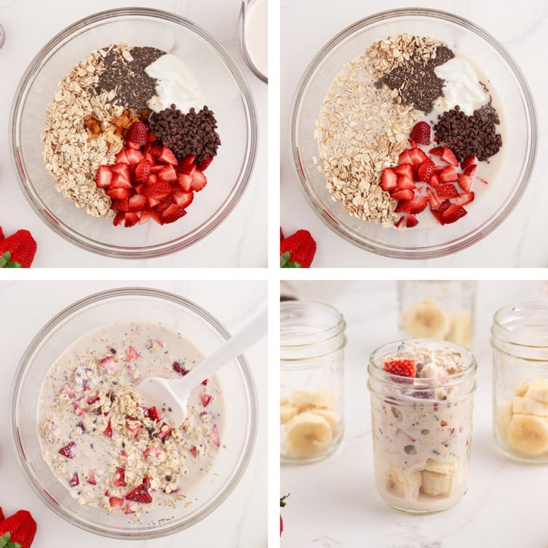 collage of how to make overnight oats