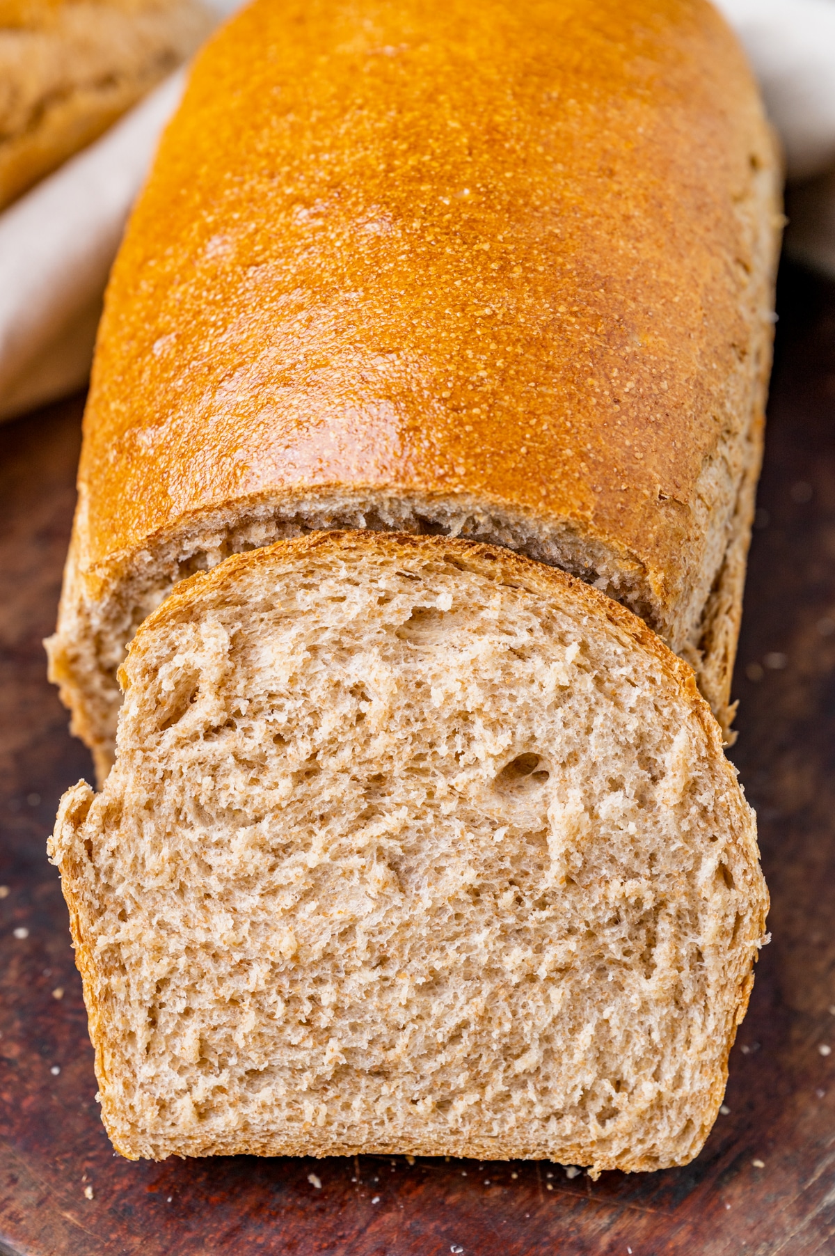 honey whole wheat sourdough bread on a table