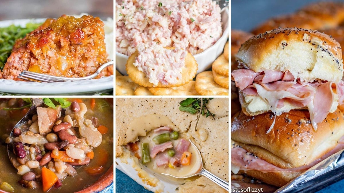 collage of ham recipes