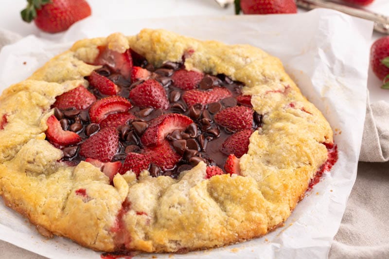 homemade strawberry galette with chocolate chips