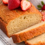 yogurt loaf cake with strawberries on top