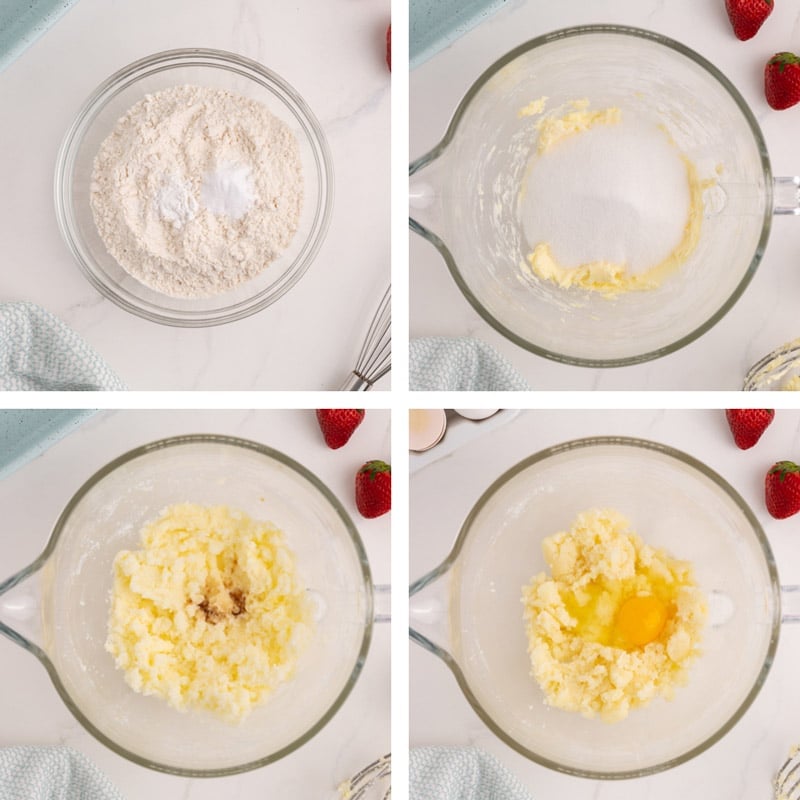 collage of how to make yogurt cake batter