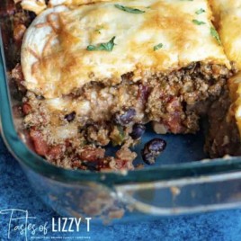 taco lasagna recipe in a pan
