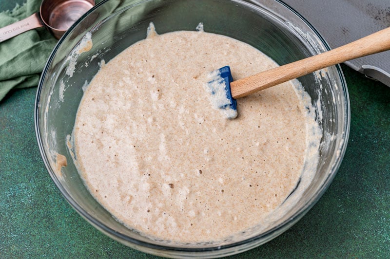 pancake batter in a mixing bowl