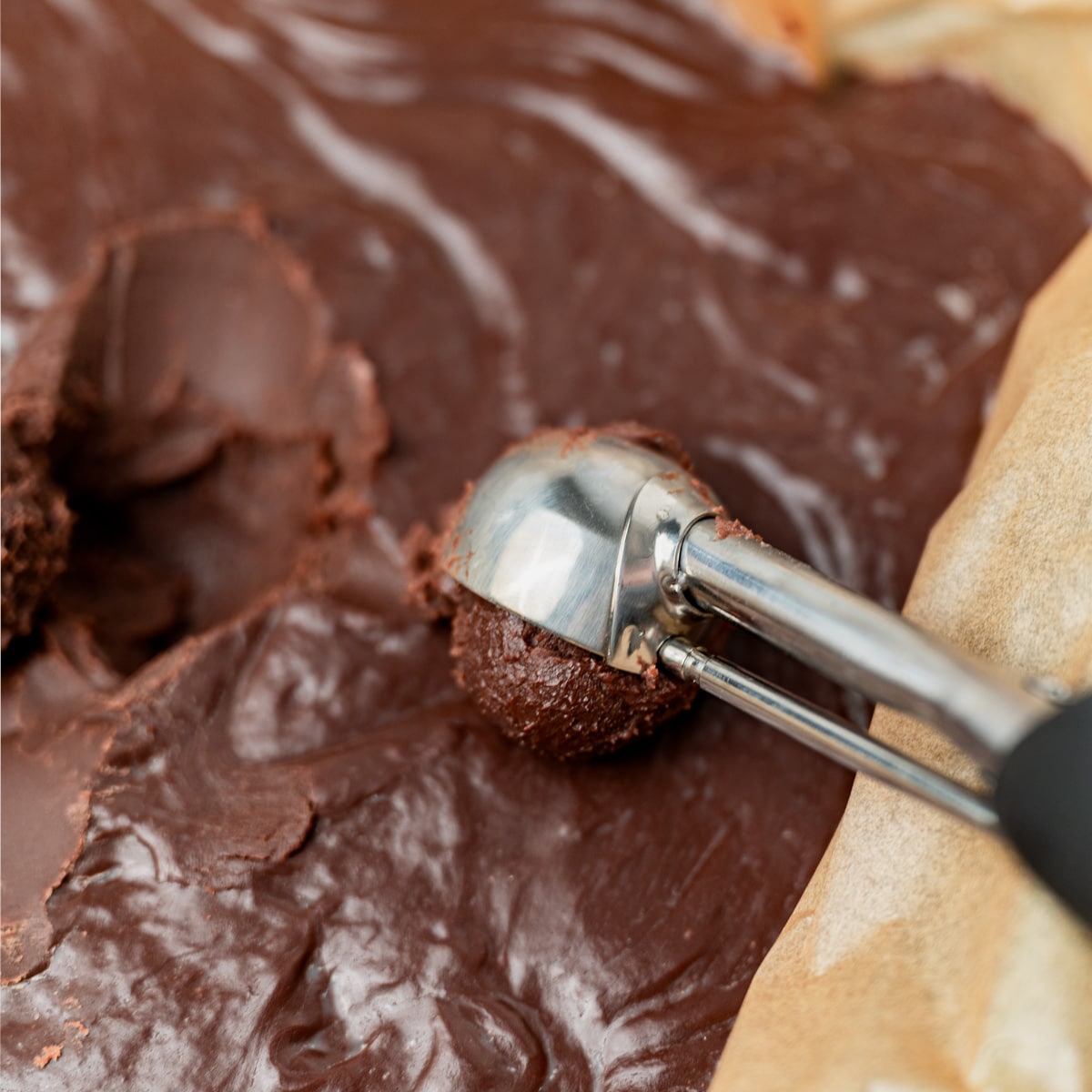 cookie scoop scooping chocolate truffle dough