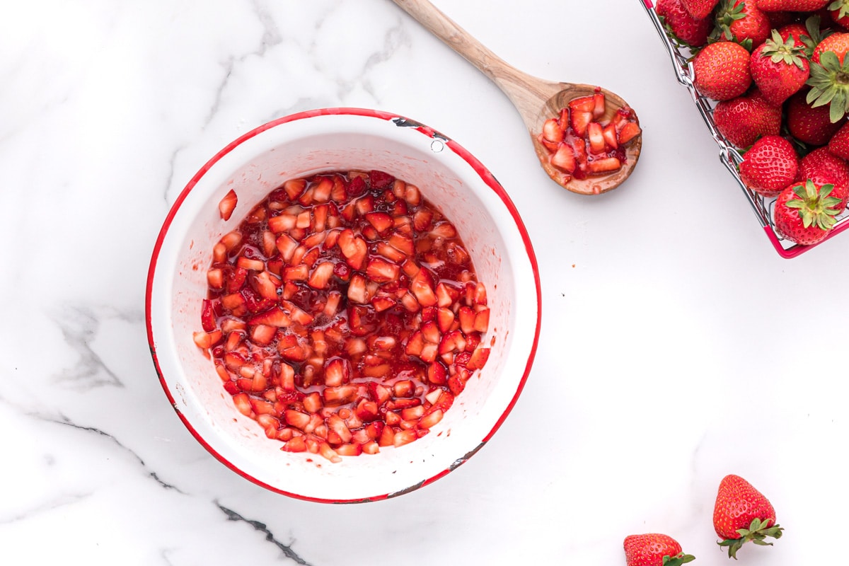 strawberry filling in a bowl