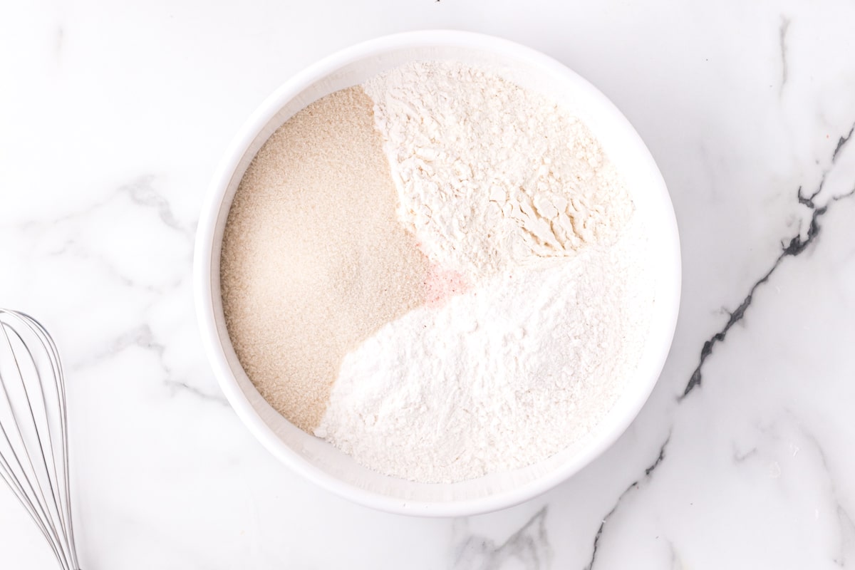 dry ingredients for cupcakes in a bowl