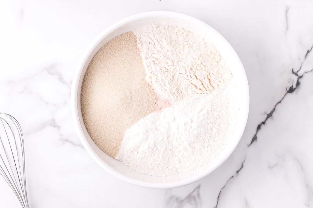 dry ingredients for cupcakes in a bowl