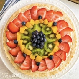 overhead view of fruit pizza category