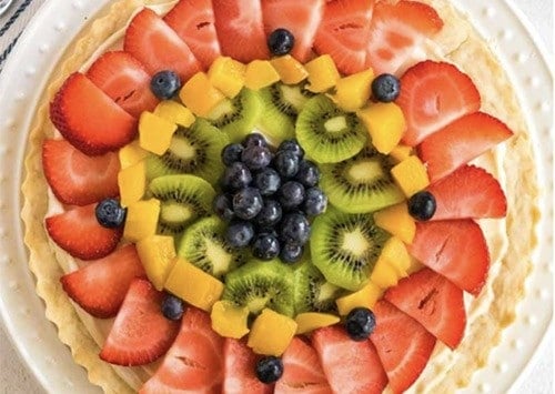 overhead view of fruit pizza category