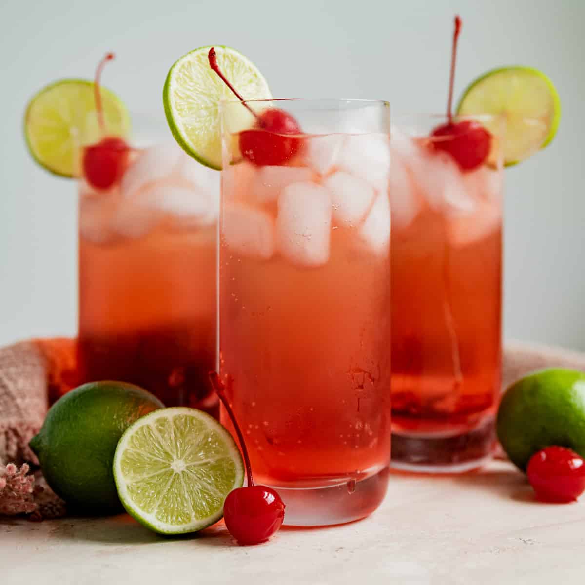 3 cherry drinks with lime