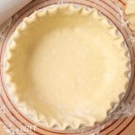 overhead view of an unbaked sourdough pie crust