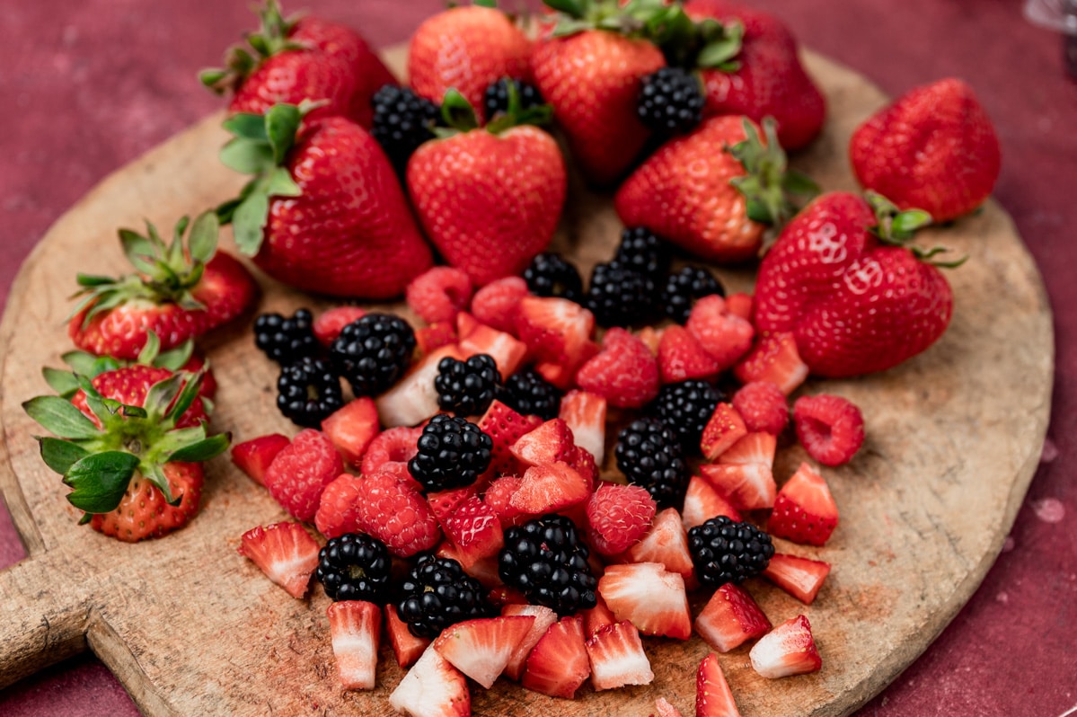 fresh berries on a cutting board