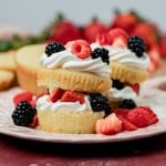 sweet cornbread shortcake with fresh fruit and whipped cream