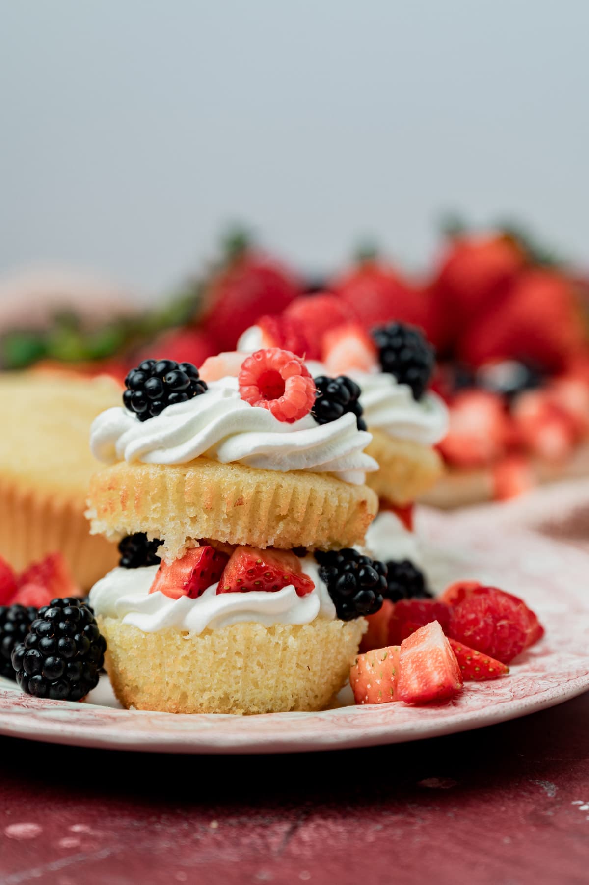 a triple berry shortcake made from cornbread