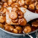 caramelized bananas on a spatula