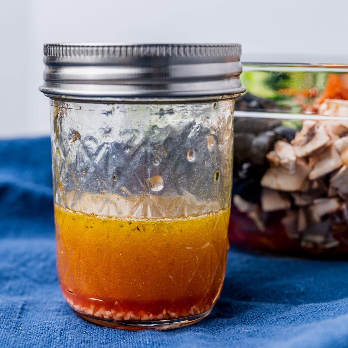 red wine vinaigrette in a mason jar