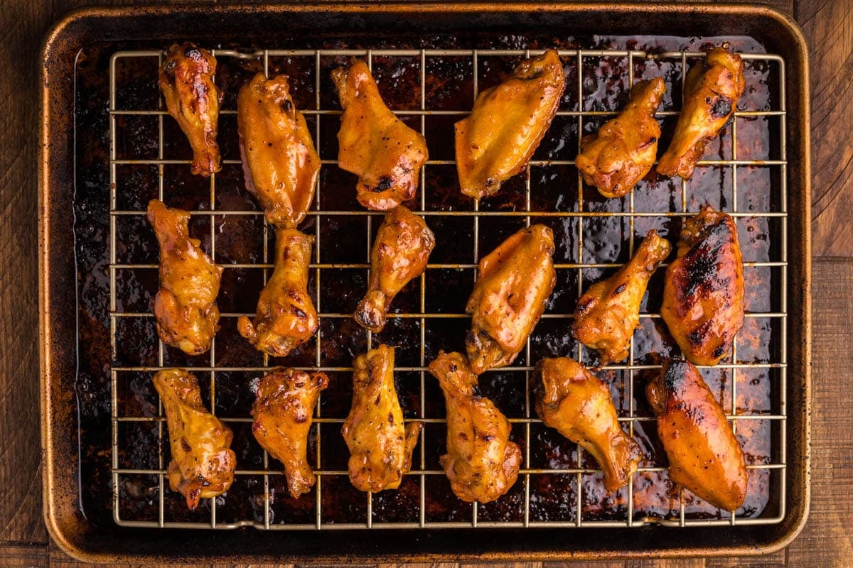 baked chicken wings on a wire rack