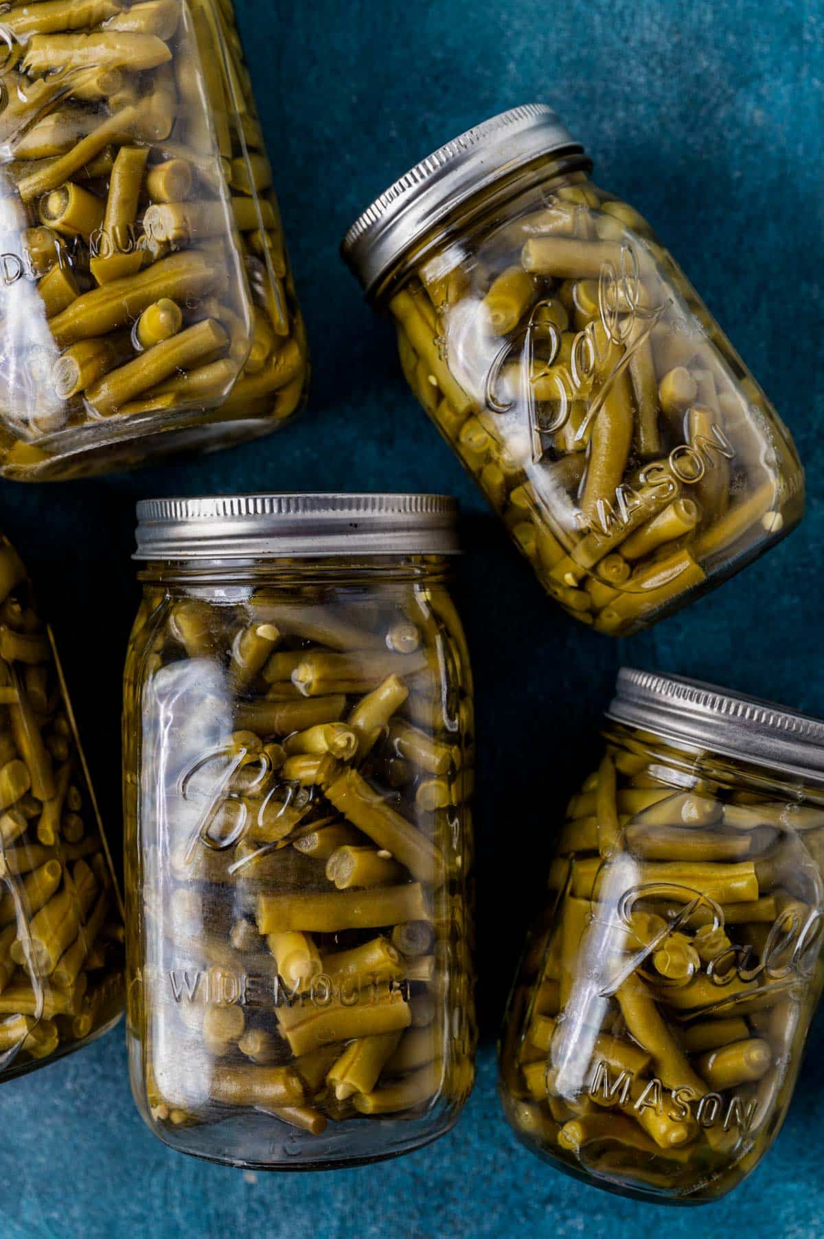 green beans in mason jars