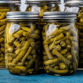 two pint jars of processed green beans