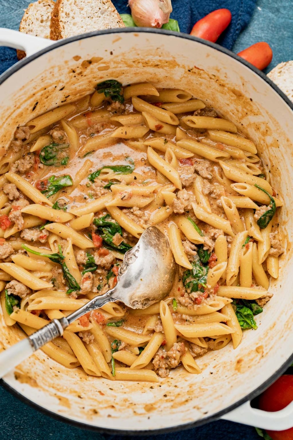 Creamy Sausage Pasta Recipe | Tastes of Lizzy T
