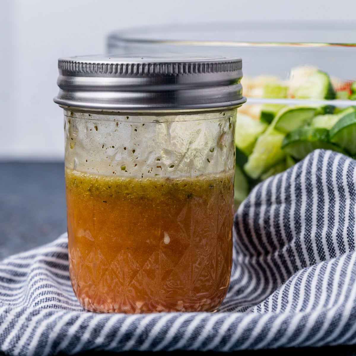 red wine vinaigrette in a mason jar