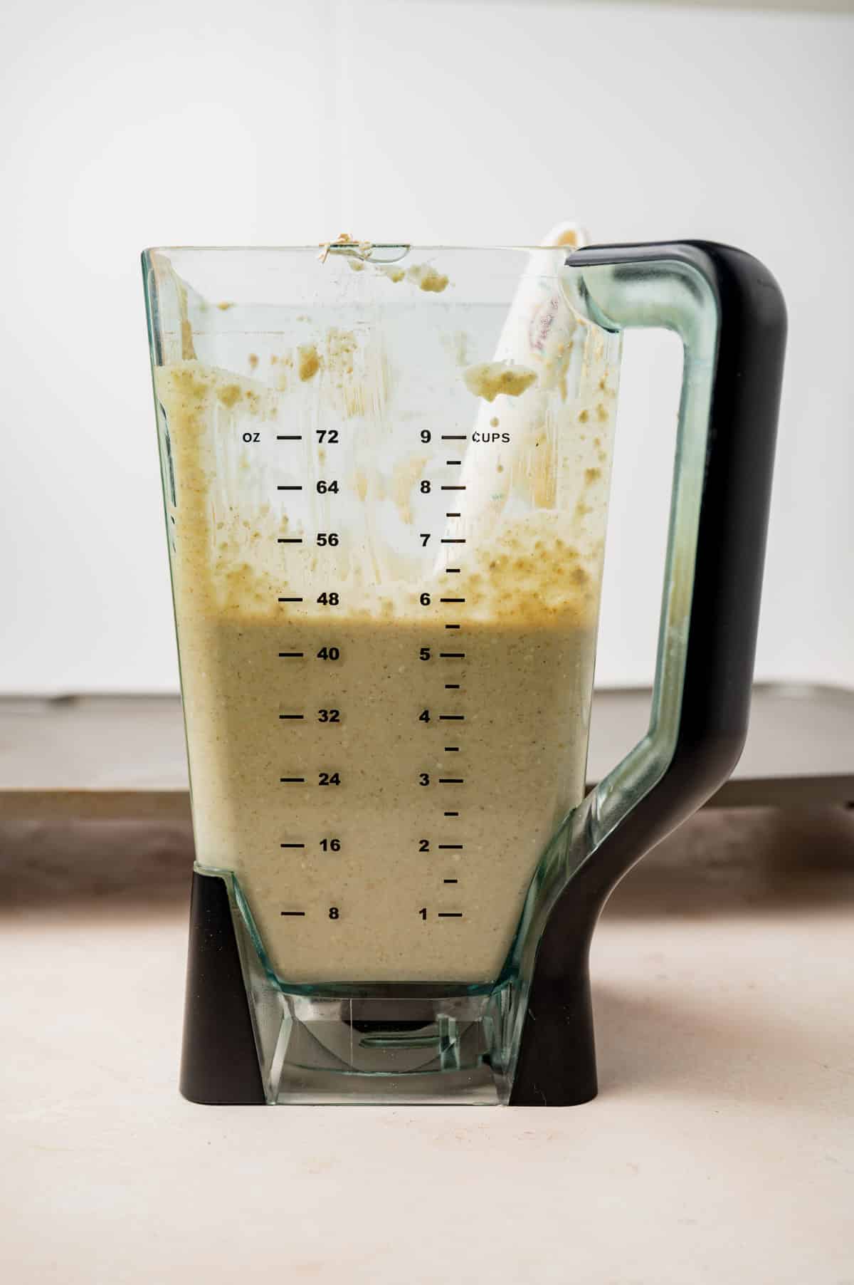 blended pancake batter in a blender