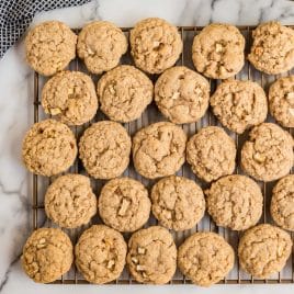 apple oatmeal cookies on a wire rack