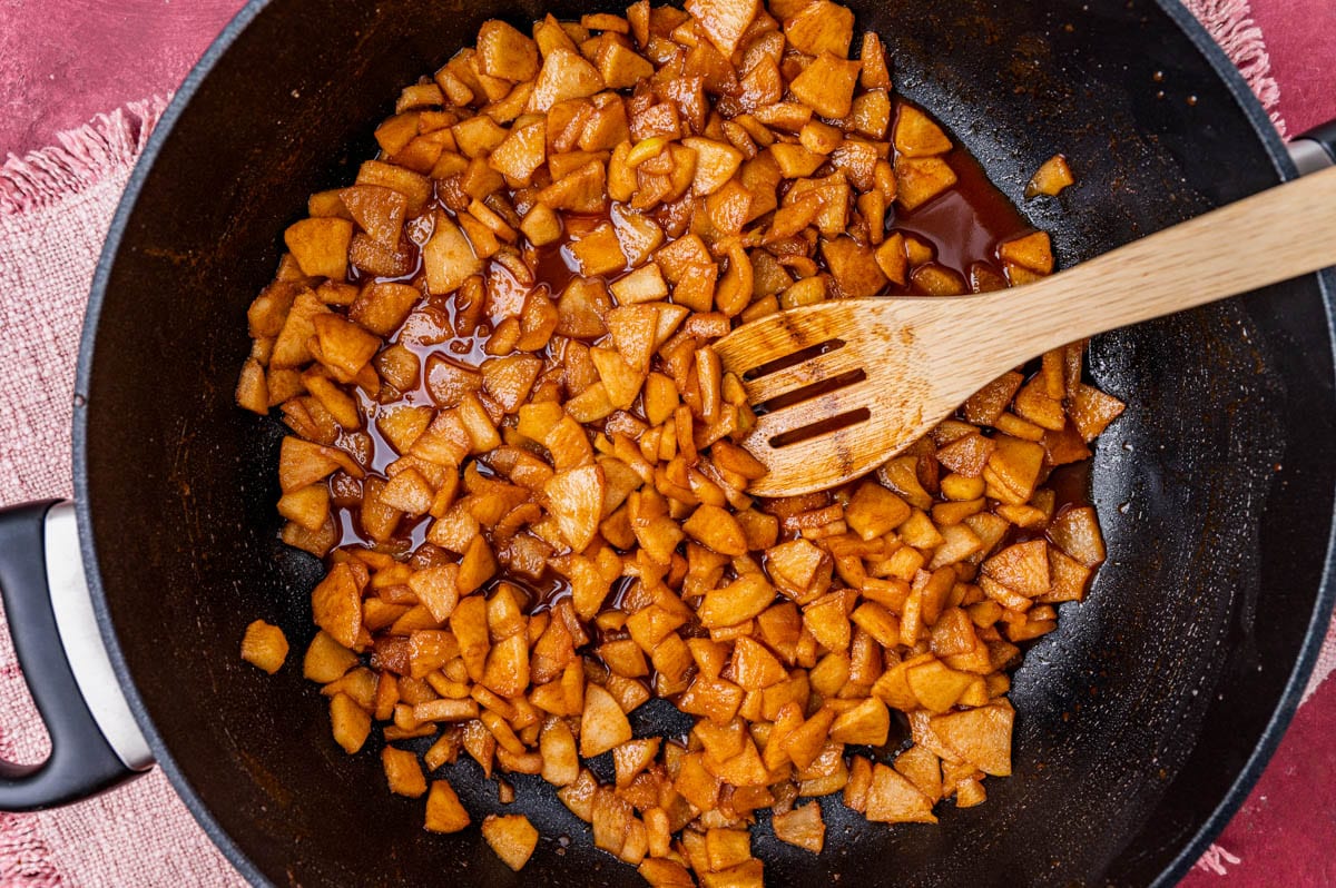 fried apples in a skillet