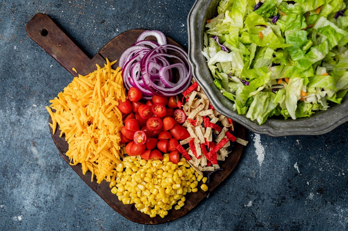 ingredients for copycat bob evans wildfire chicken salad on table