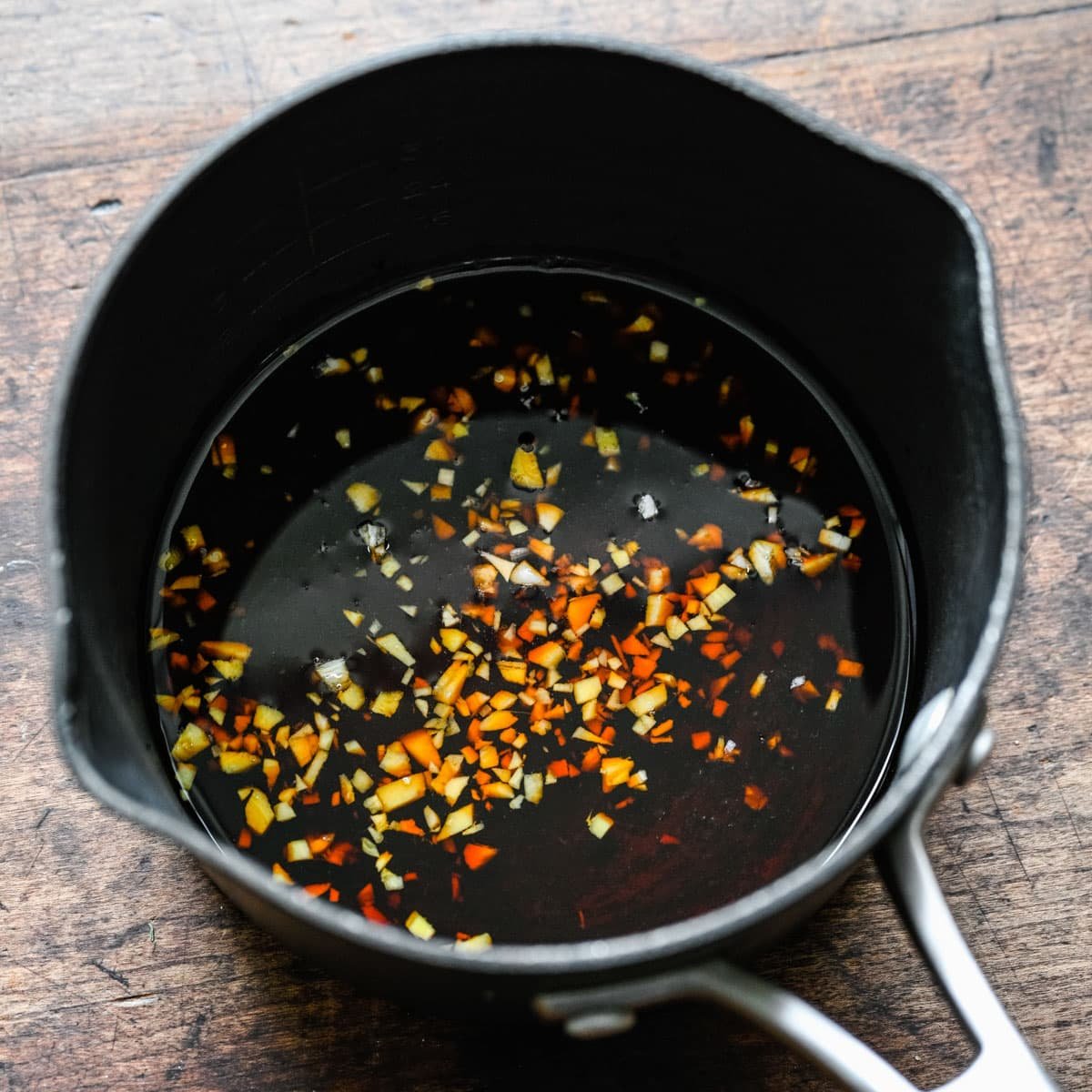 homemade teriyaki sauce in a saucepan