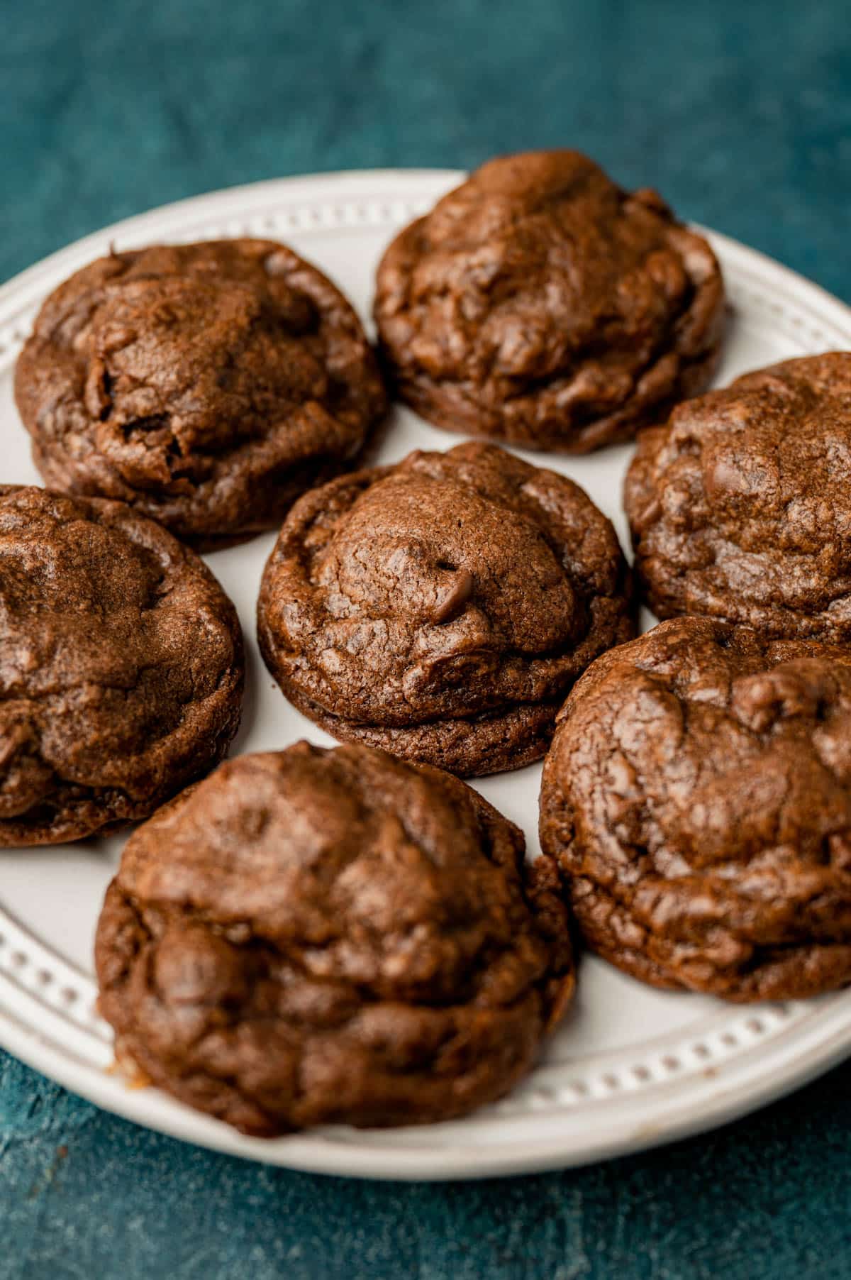 a plate of double chocolate cookies