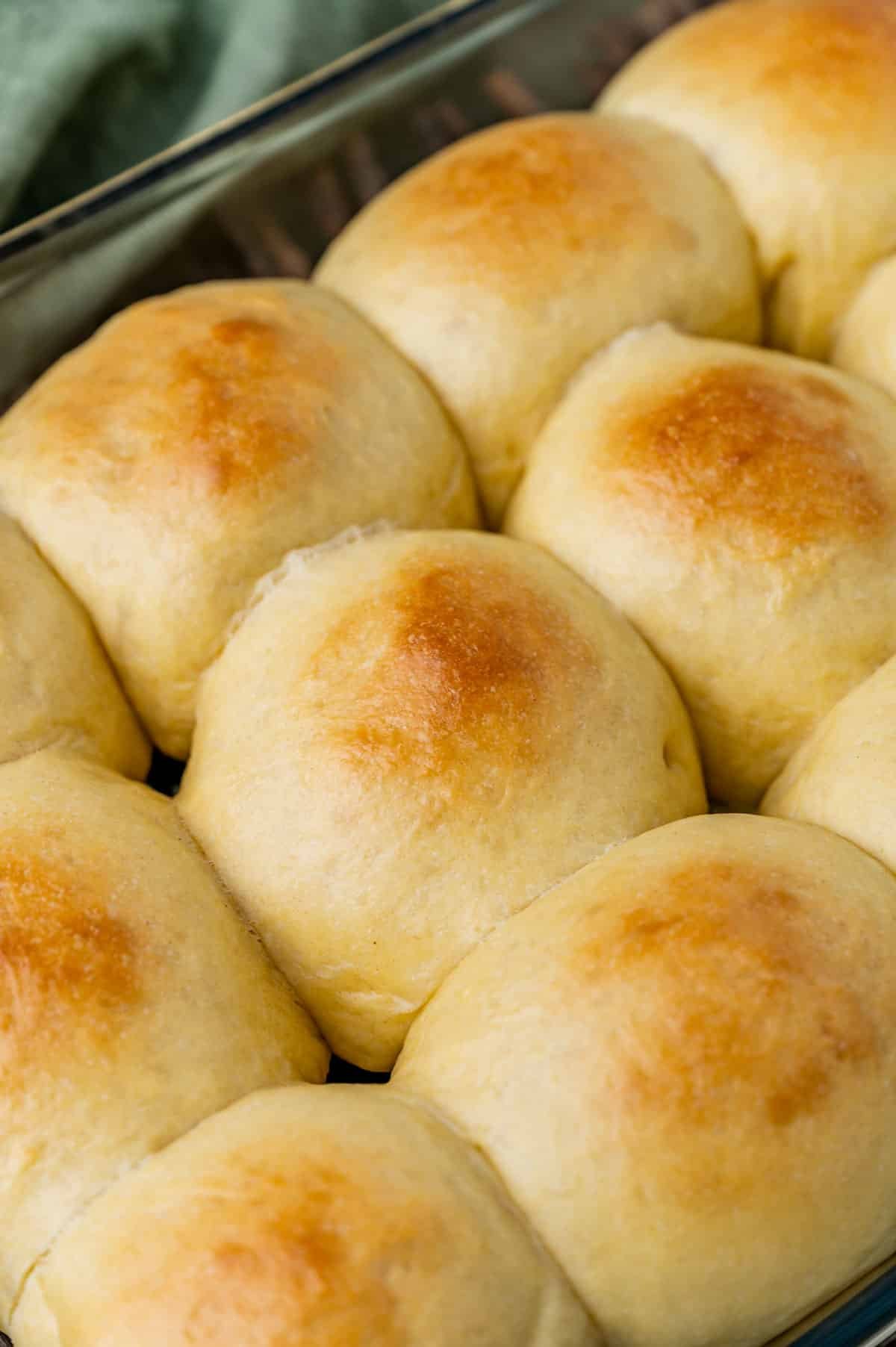 pudding dinner rolls in a 9x13 baking pan